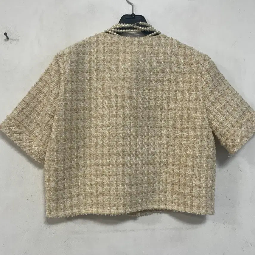 [BUNJANG] N6224 Tweed Crop Jacket / 초특가새)N6224 노카라 트위드 자켓.크롭.금사배색