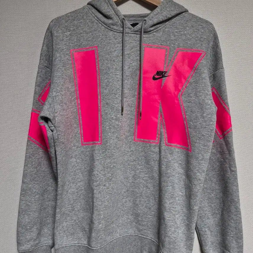 [BUNJANG] Nike Big Logo Hoodie Gray/Pink / 나이키 빅로고 후드티 그레이/핑크