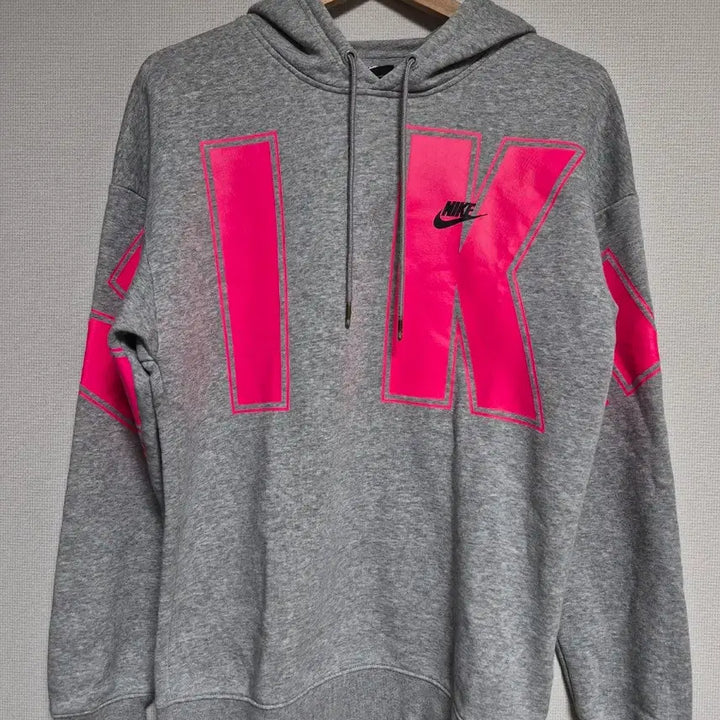 [BUNJANG] Nike Big Logo Hoodie Gray/Pink / 나이키 빅로고 후드티 그레이/핑크