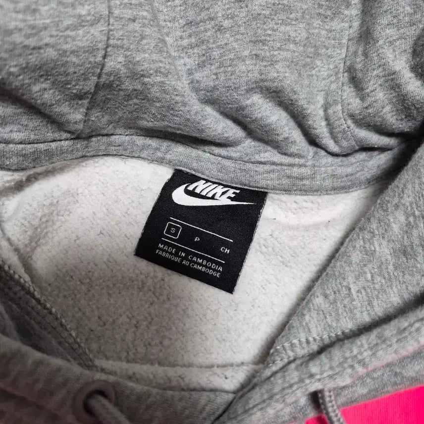 [BUNJANG] Nike Big Logo Hoodie Gray/Pink / 나이키 빅로고 후드티 그레이/핑크