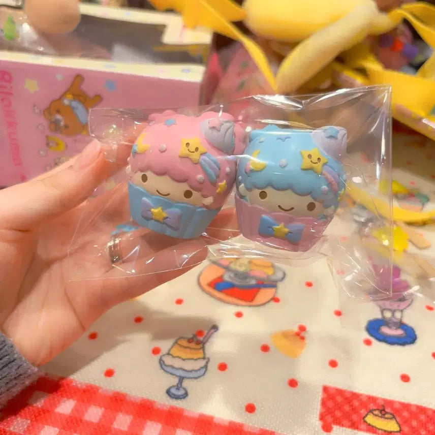 [BUNJANG] Sanrio Kiki &amp; Lala Cupcake Figure Set / 고전 산리오 키키라라 컵케이크 피규어 집게 세트
