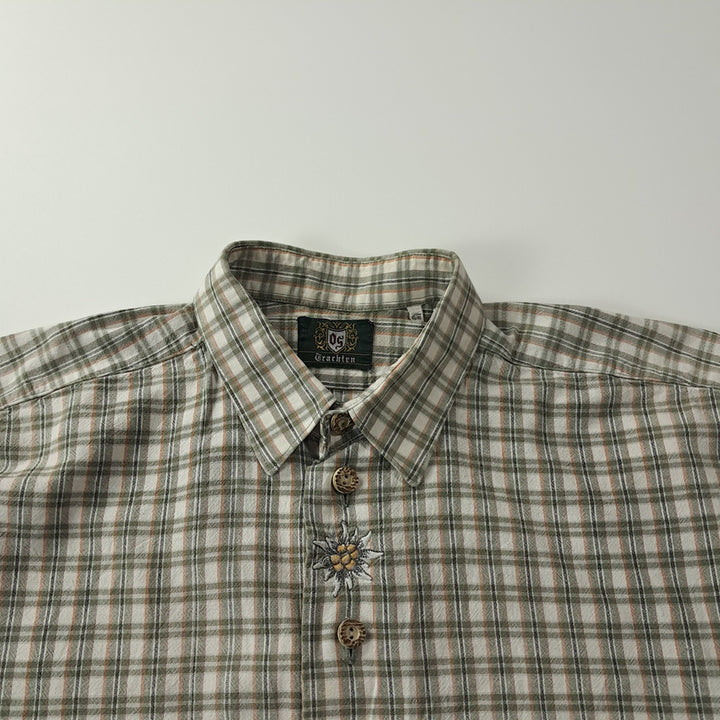 [BUNJANG] CK361 90s Linen Trachten Alpine Short Sleeve Shirt / CK361 2XL 오에스 90s 린넨 독일 트라흐텐 알펜 반팔 셔츠 남방