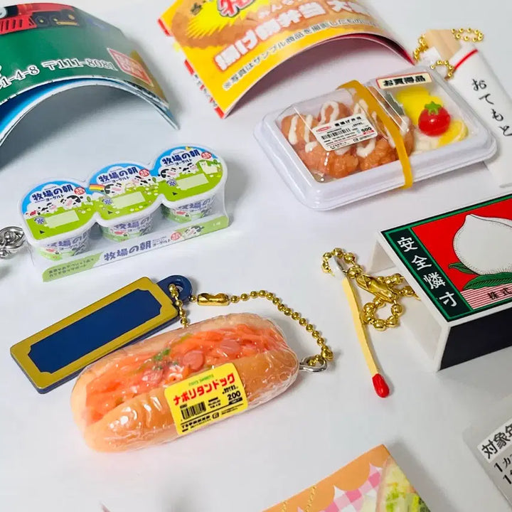 [BUNJANG] Megmilk Miniature Food Keyring Bundle Set / 일본 가챠 키링 음식 미니어처 메그밀크 도시락 매점빵 성냥