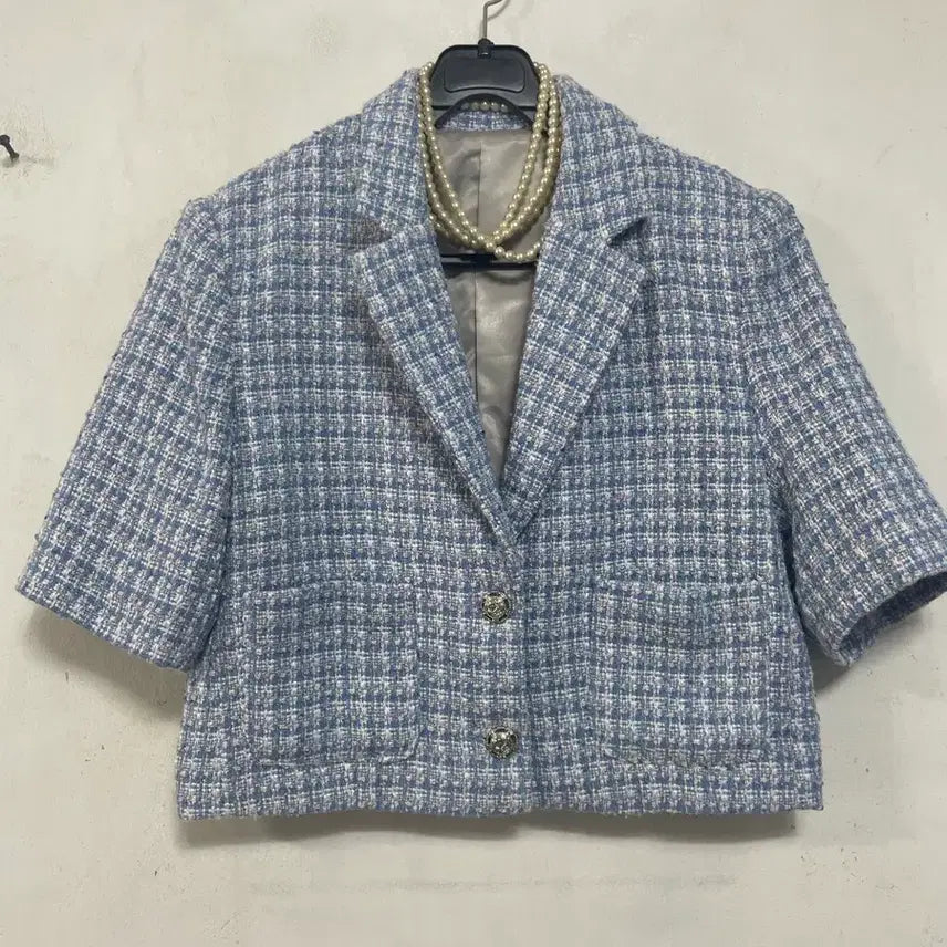 [BUNJANG] N6225 Tweed Cropped Jacket / 초특가)N6225 카라 트위드 자켓.크롭.정장오피스하객
