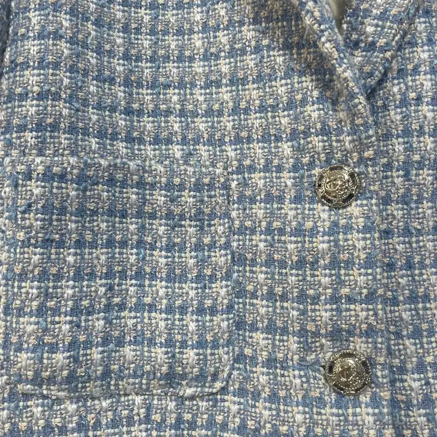 [BUNJANG] N6225 Tweed Cropped Jacket / 초특가)N6225 카라 트위드 자켓.크롭.정장오피스하객