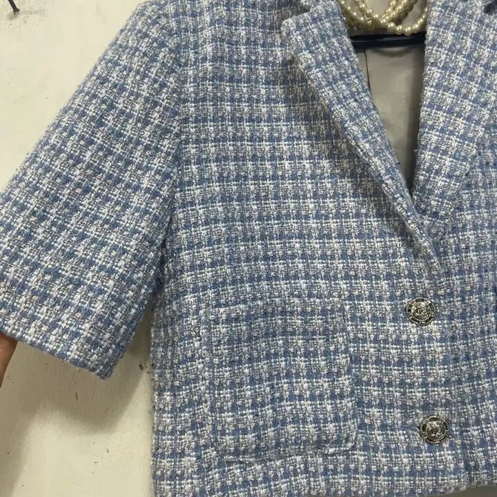 [BUNJANG] N6225 Tweed Cropped Jacket / 초특가)N6225 카라 트위드 자켓.크롭.정장오피스하객
