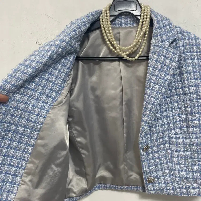 [BUNJANG] N6225 Tweed Cropped Jacket / 초특가)N6225 카라 트위드 자켓.크롭.정장오피스하객