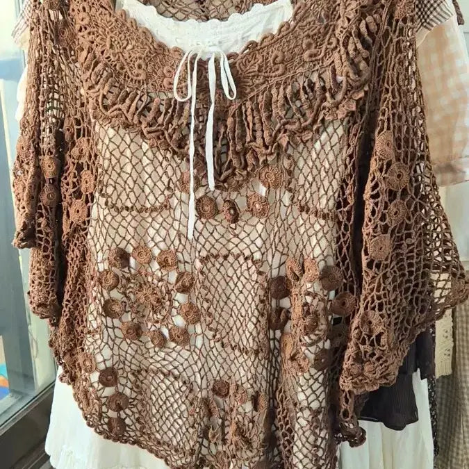 [BUNJANG] Vintage Crochet Summer Cape / 빈티지 모리걸 크로셰 여름 케이프 뜨개 케이프 빈티지 판초