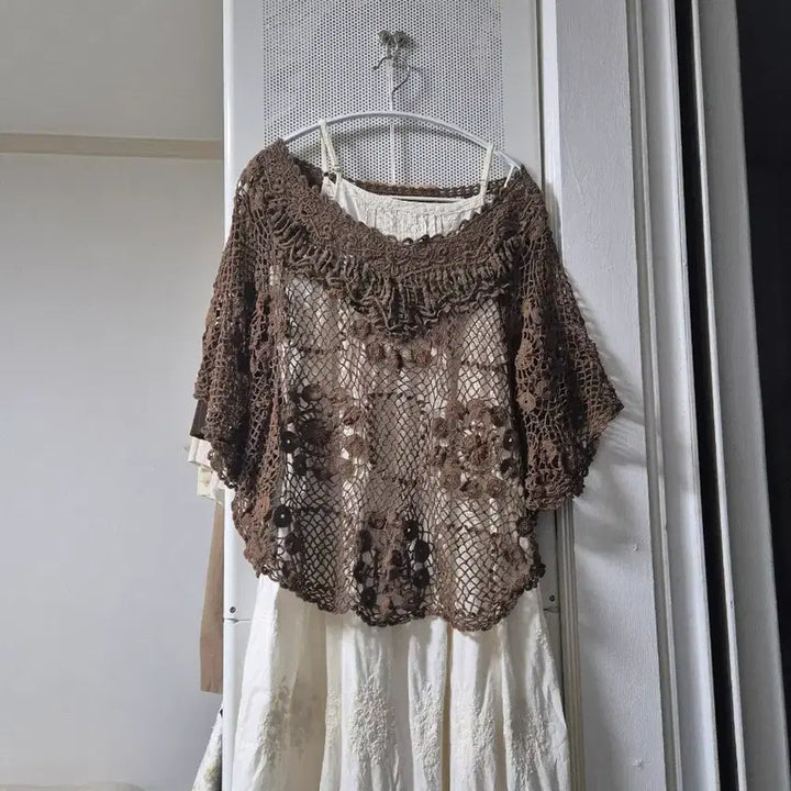 [BUNJANG] Vintage Crochet Summer Cape / 빈티지 모리걸 크로셰 여름 케이프 뜨개 케이프 빈티지 판초