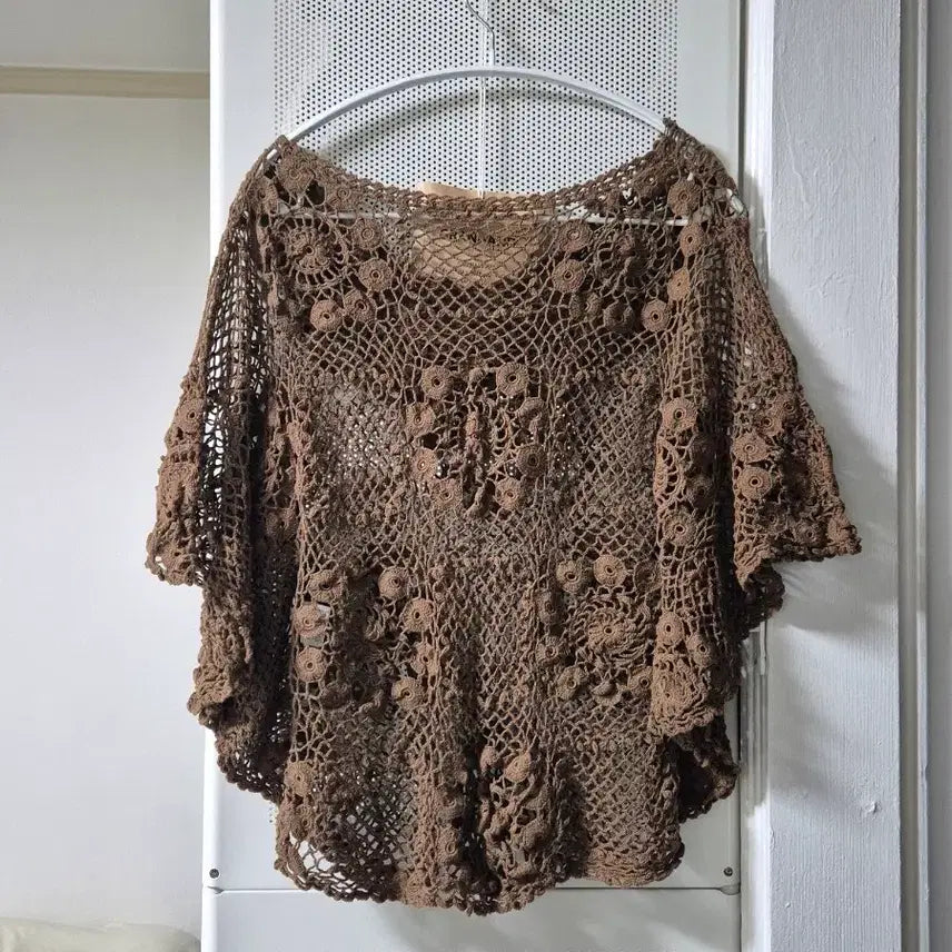 [BUNJANG] Vintage Crochet Summer Cape / 빈티지 모리걸 크로셰 여름 케이프 뜨개 케이프 빈티지 판초