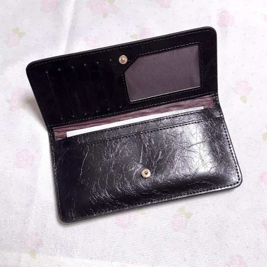 [BUNJANG] Crack Leather Long Wallet - Black / 크랙가죽 장지갑_블랙