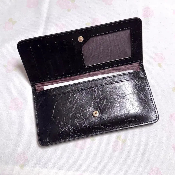 [BUNJANG] Crack Leather Long Wallet - Black / 크랙가죽 장지갑_블랙