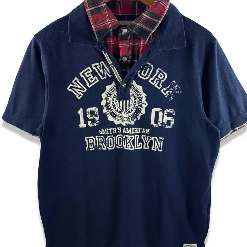 [SOLD OUT] JPN Y2K 체크 레이어드 반팔티3083