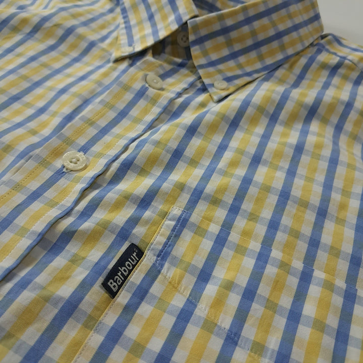 [BUNJANG] CK365 2XL 바버 00s 옐로우 블루 멀티 체크 반팔 셔츠 남방 / CK365 2XL 바버 00s 옐로우 블루 멀티 체크 반팔 셔츠 남방