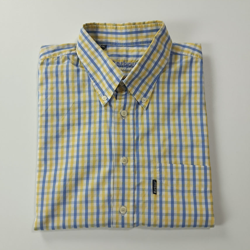 [BUNJANG] CK365 2XL 바버 00s 옐로우 블루 멀티 체크 반팔 셔츠 남방 / CK365 2XL 바버 00s 옐로우 블루 멀티 체크 반팔 셔츠 남방