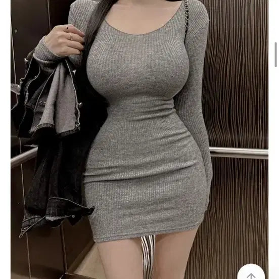 [BUNJANG] 메이드미닝 골지 미니 원피스 그레이 / 메이드미닝 골지 미니 원피스 그레이