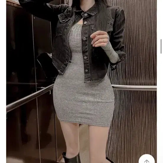 [BUNJANG] 메이드미닝 골지 미니 원피스 그레이 / 메이드미닝 골지 미니 원피스 그레이