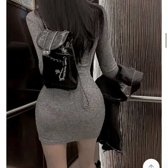 [BUNJANG] 메이드미닝 골지 미니 원피스 그레이 / 메이드미닝 골지 미니 원피스 그레이