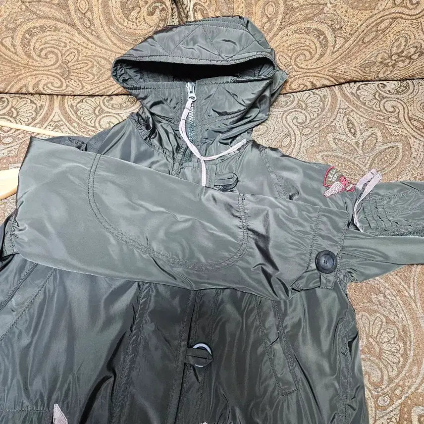 [BUNJANG] Khaki Hooded Long Field Jacket (Size 66) / 카키색 후드 롱 야상 점퍼66