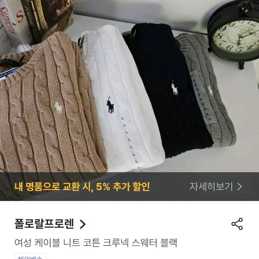 [SOLD OUT] 폴로 랄프로렌 네이비, 화이트 케이블 니트