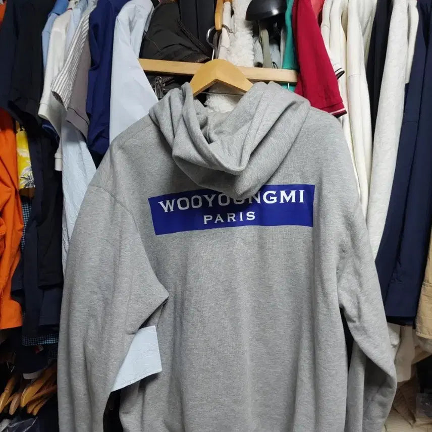 [BUNJANG] Wooyoungmi Back Logo Gray Hoodie 52 / 우영미 백로고 회색 후드티 52