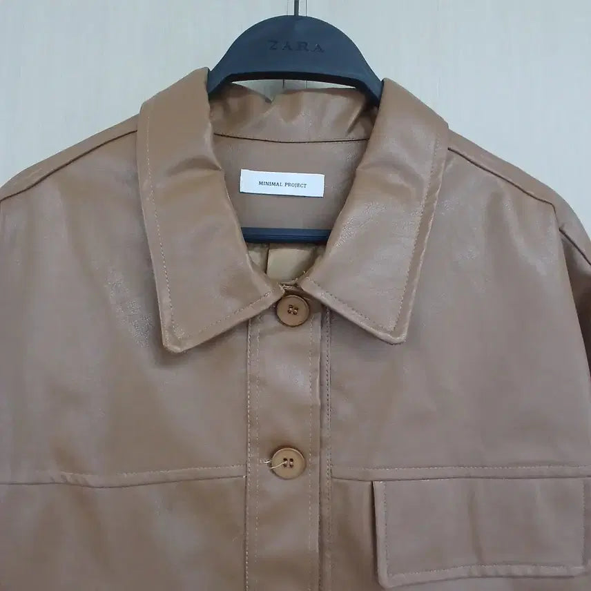 [BUNJANG] Brenda &amp; Brendon Camel Eco Leather Jacket / 브렌다 브렌든 카멜 에코 레더 자켓