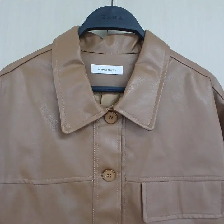 [BUNJANG] Brenda &amp; Brendon Camel Eco Leather Jacket / 브렌다 브렌든 카멜 에코 레더 자켓