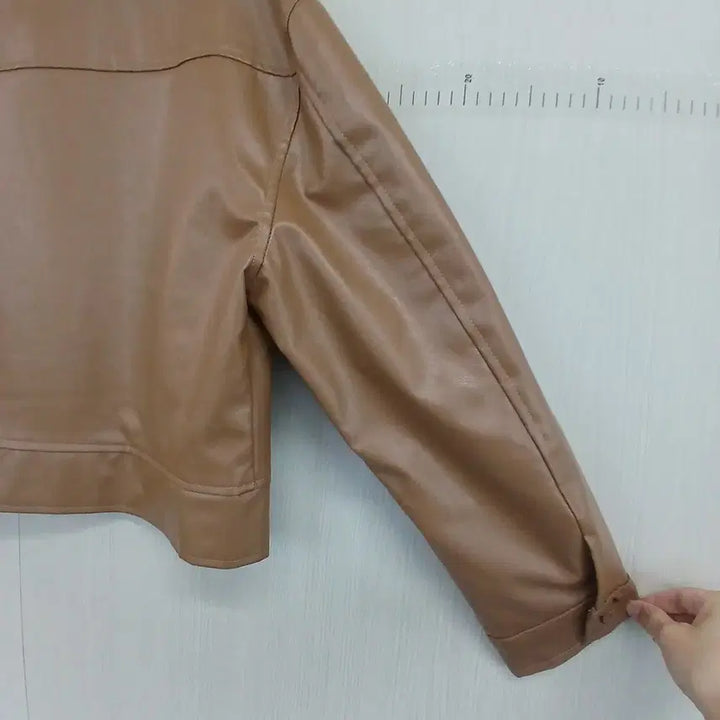 [BUNJANG] Brenda &amp; Brendon Camel Eco Leather Jacket / 브렌다 브렌든 카멜 에코 레더 자켓