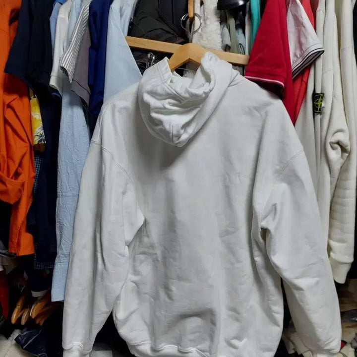 [BUNJANG] Balenciaga White Front Logo Hoodie Large 105 / 발렌시아가 화이트 프론트 로고 후드티 실측 큰105 백화점판