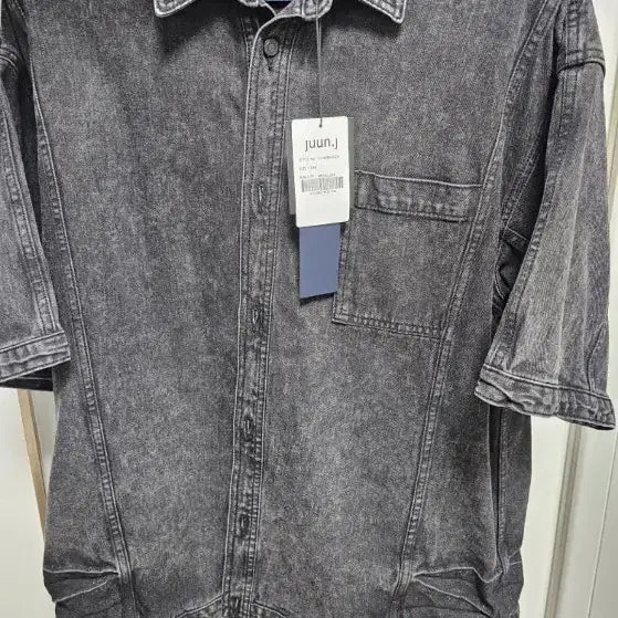 [BUNJANG] Juun.J Black Denim Short Sleeve Shirt / 준지 블랙 데님 반팔 셔츠