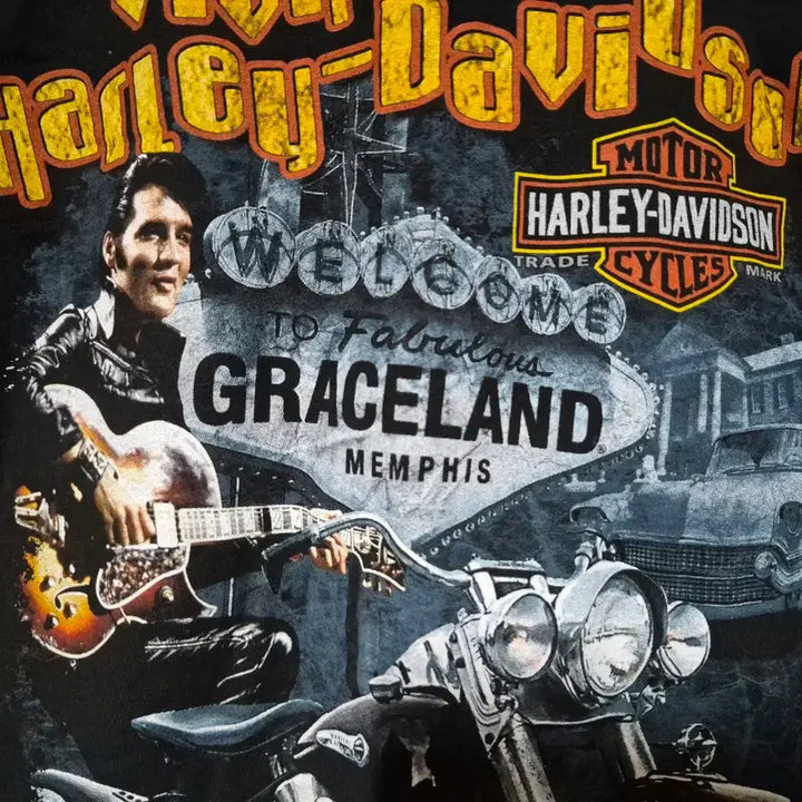 [BUNJANG] Harley Davidson Elvis Presley Short Sleeve T-shirt Black (S) / 할리데이비슨 엘비스 프레슬리 반팔 티셔츠 블랙( S)