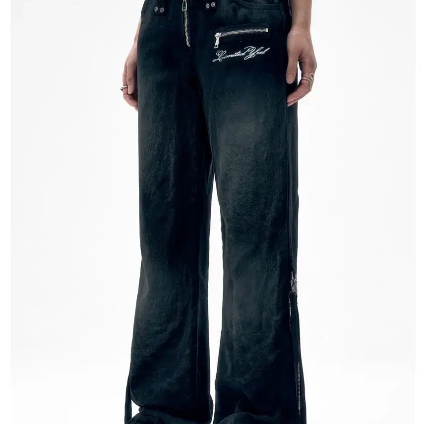 [BUNJANG] YEEL DIRTY WASHED ZIPPER PANTS - Black (Size S) / 와이이엘 DIRTY WASHED ZIPPER PANTS BLACK