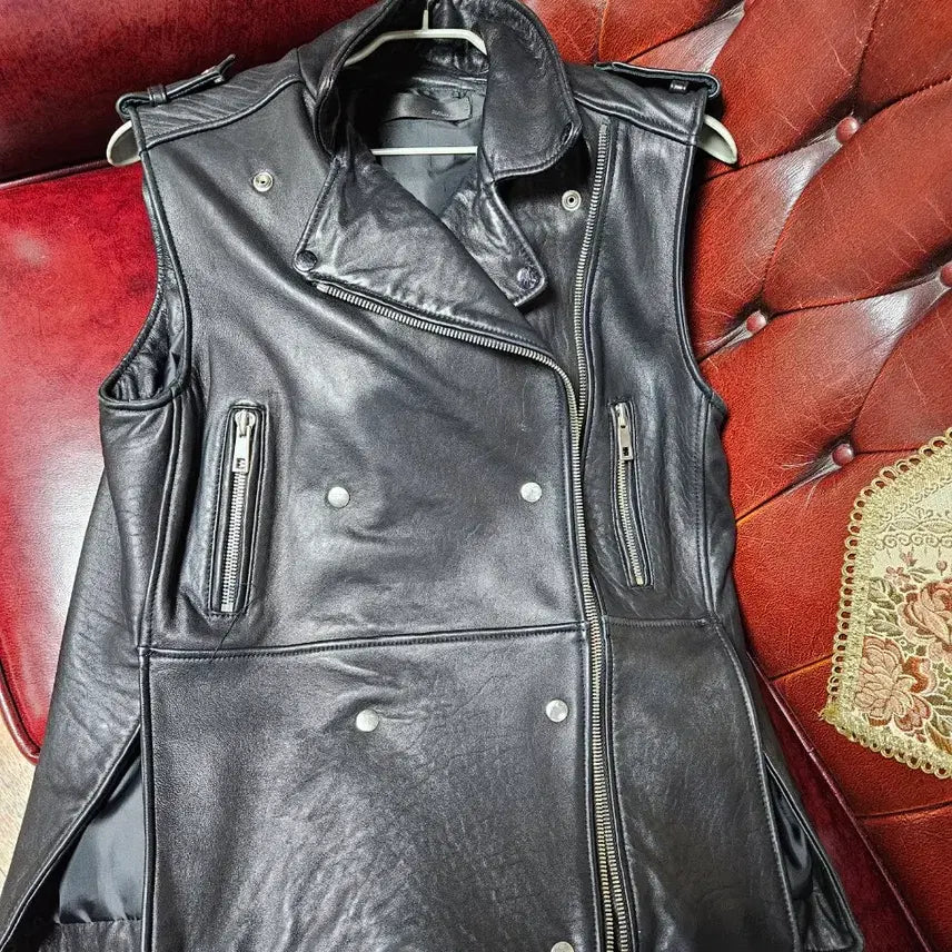 [BUNJANG] Black Lambskin Leather Vest / 양가죽블랙조끼