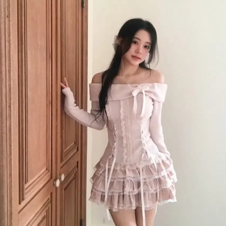 [BUNJANG] Cloud Emotion Valentine Eyelet Two-Piece Set / 클라우드이모션 발렌타인 아일렛 투피스 SET