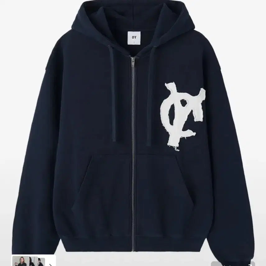 [BUNJANG] OY Logo Patch Navy Hoodie / OY 후드집업 로고 패치 네이비 0