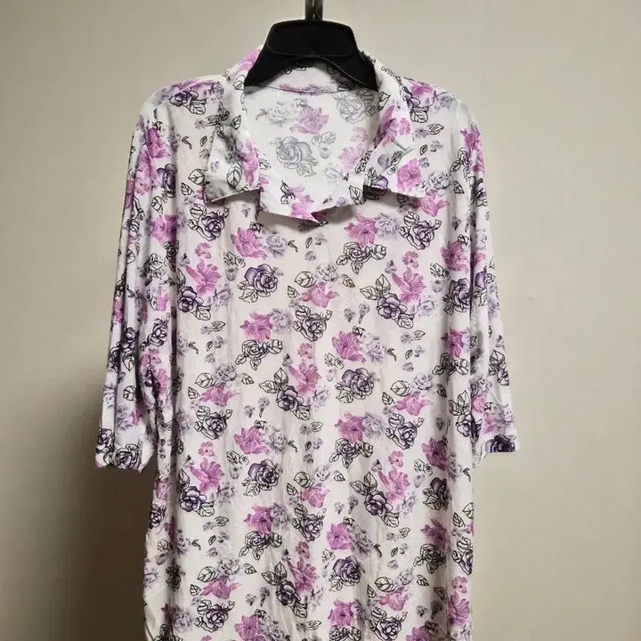 [BUNJANG] Floral Print 7/10 Sleeve T-Shirt / (새상품)플라워 여성 7부 티셔츠 55~88사이즈