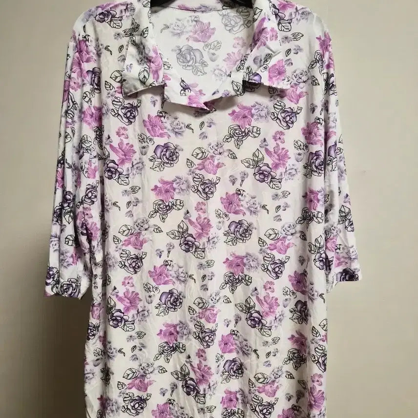 [BUNJANG] Floral Print 7/10 Sleeve T-Shirt / (새상품)플라워 여성 7부 티셔츠 55~88사이즈