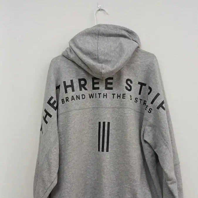 [BUNJANG] Adidas Three Stripe Hoodie Gray / 아디다스 쓰리 스트라이프 후드티 그레이