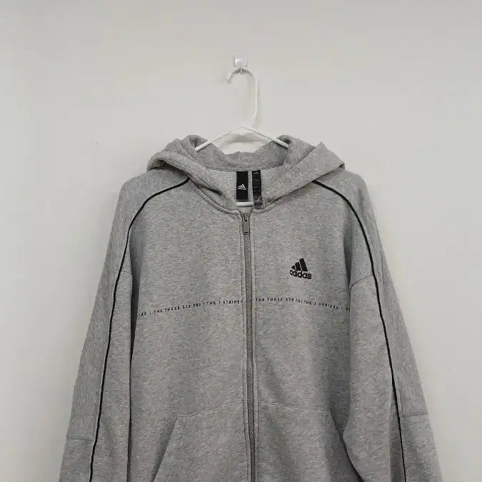 [BUNJANG] Adidas Three Stripe Hoodie Gray / 아디다스 쓰리 스트라이프 후드티 그레이