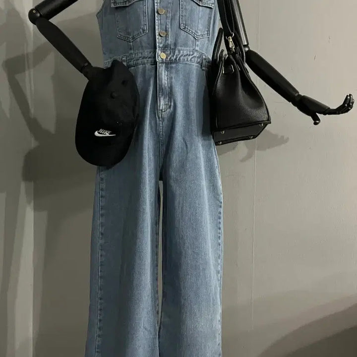 [BUNJANG] Denim Wide Jumpsuit / 데님점프수트/청점프수트/데님와이드점프수트