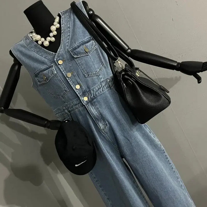 [BUNJANG] Denim Wide Jumpsuit / 데님점프수트/청점프수트/데님와이드점프수트