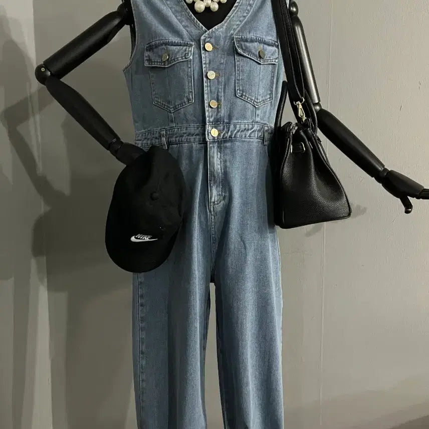 [BUNJANG] Denim Wide Jumpsuit / 데님점프수트/청점프수트/데님와이드점프수트