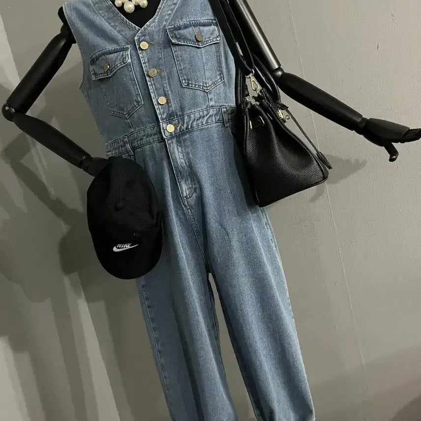 [BUNJANG] Denim Wide Jumpsuit / 데님점프수트/청점프수트/데님와이드점프수트
