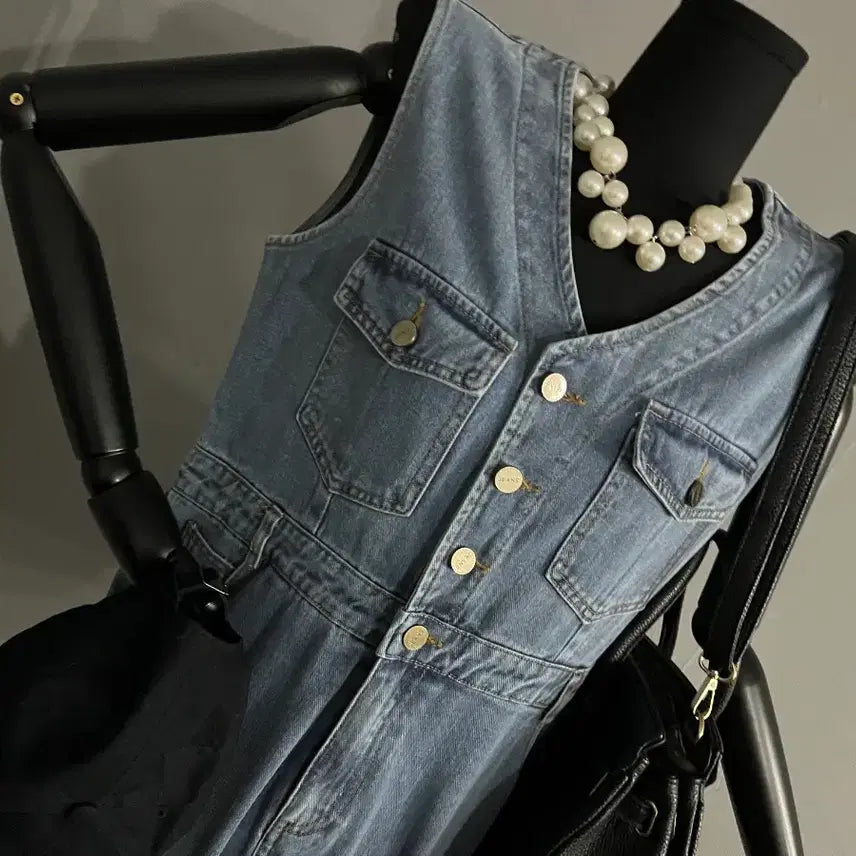 [BUNJANG] Denim Wide Jumpsuit / 데님점프수트/청점프수트/데님와이드점프수트