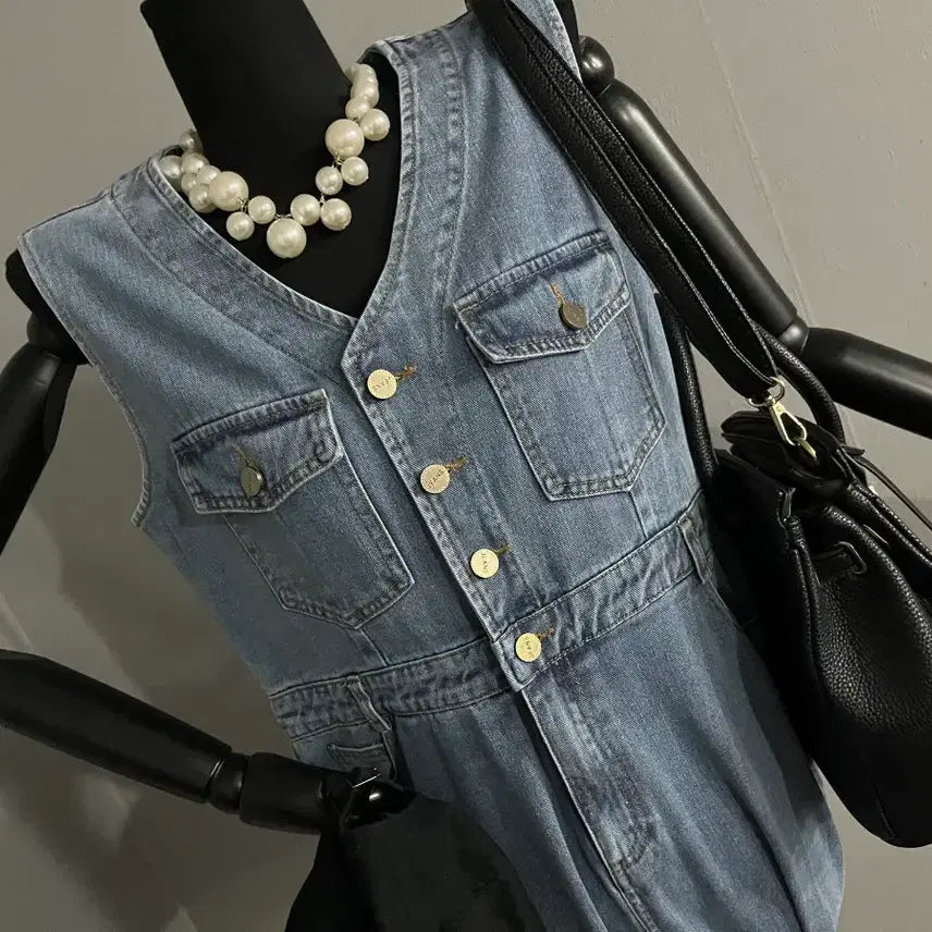 [BUNJANG] Denim Wide Jumpsuit / 데님점프수트/청점프수트/데님와이드점프수트