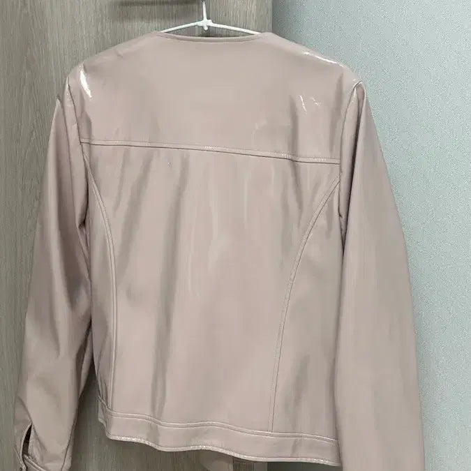 [BUNJANG] Guess Pink Beige Leather Rider Jacket / 게스 핑크베이지 레더 라이더 자켓
