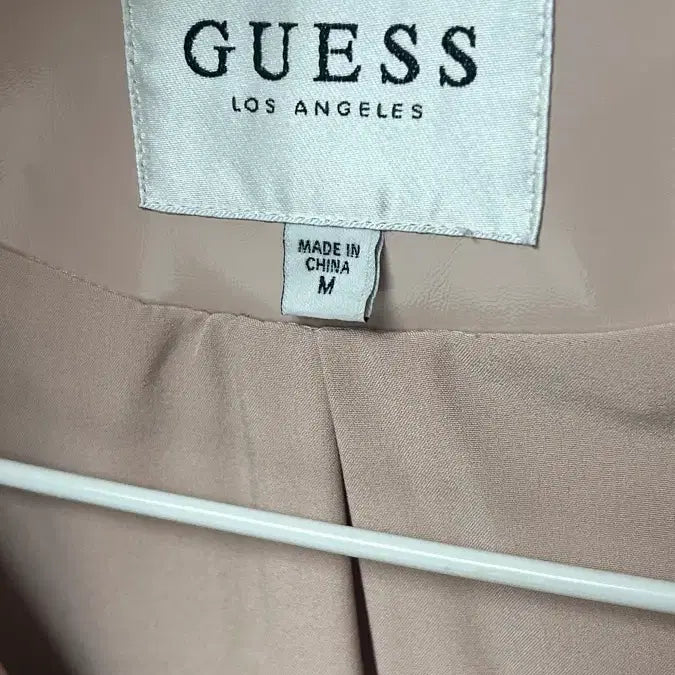 [BUNJANG] Guess Pink Beige Leather Rider Jacket / 게스 핑크베이지 레더 라이더 자켓