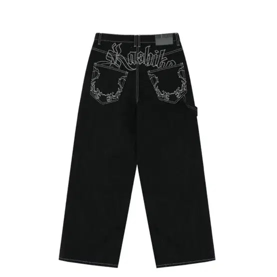 [BUNJANG] Kasiko Black Denim Wide Pants S / 카시코 블랙 데님 와이드 팬츠 s