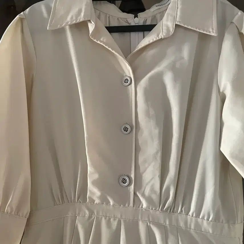 [BUNJANG] Ivory Shirt Long Dress (Unworn) / 아이보리 셔츠 롱 원피스 미착용 55-66
