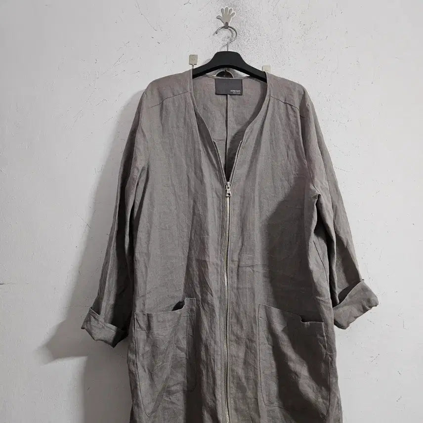 [BUNJANG] NENO Linen Long Cardigan / NENO 린넨 지퍼 롱 가디건